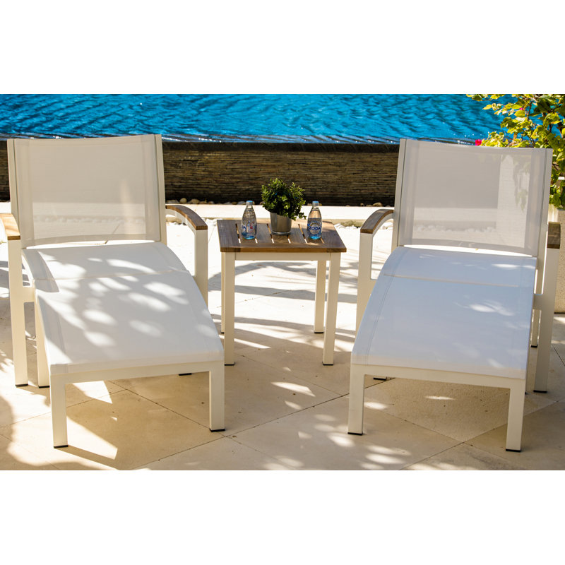 Soho 20" Teak Aluminum Outdoor Tall Square Side Table, White