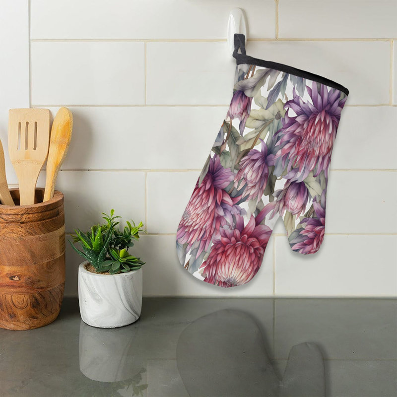 Floral Repeat Oven Mitt Cotton Twill