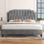 Upholstered Bed Frame with with Diamond Button-Tufted Headboard-910678840-911088199