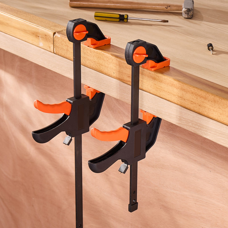 Bar Clamps for Woodworking, 2-Pack 30.48 cm and 2-Pack 15.24 cm, One-Handed Clamp/Spreader, Quick-Grip F-Clamp with 70 kg Load Limit, Premium Plastic and Steel, for Woodworking Metal working