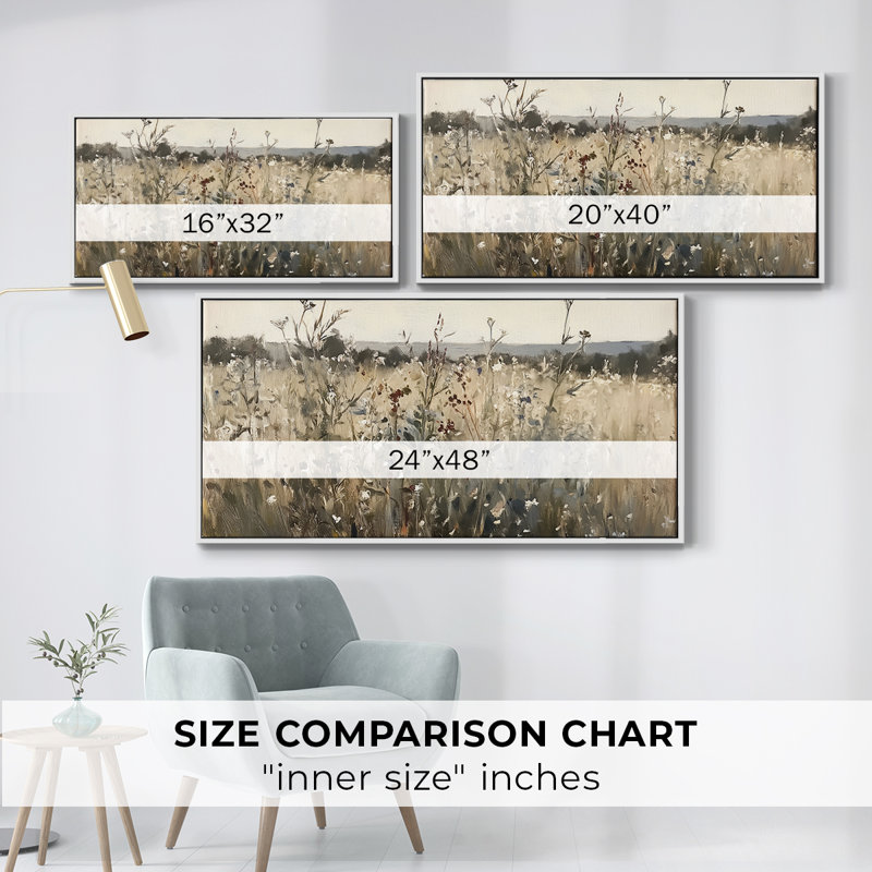 Série paysage - Cxxix - Toile tendue avec châssis encadré - Prêt à être accroché, H 21 po x l 41 po, Blanc