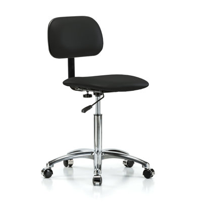 PERCH Chrome Lab Chair with Adjustable Backrest | Medium Bench Height 20-27"