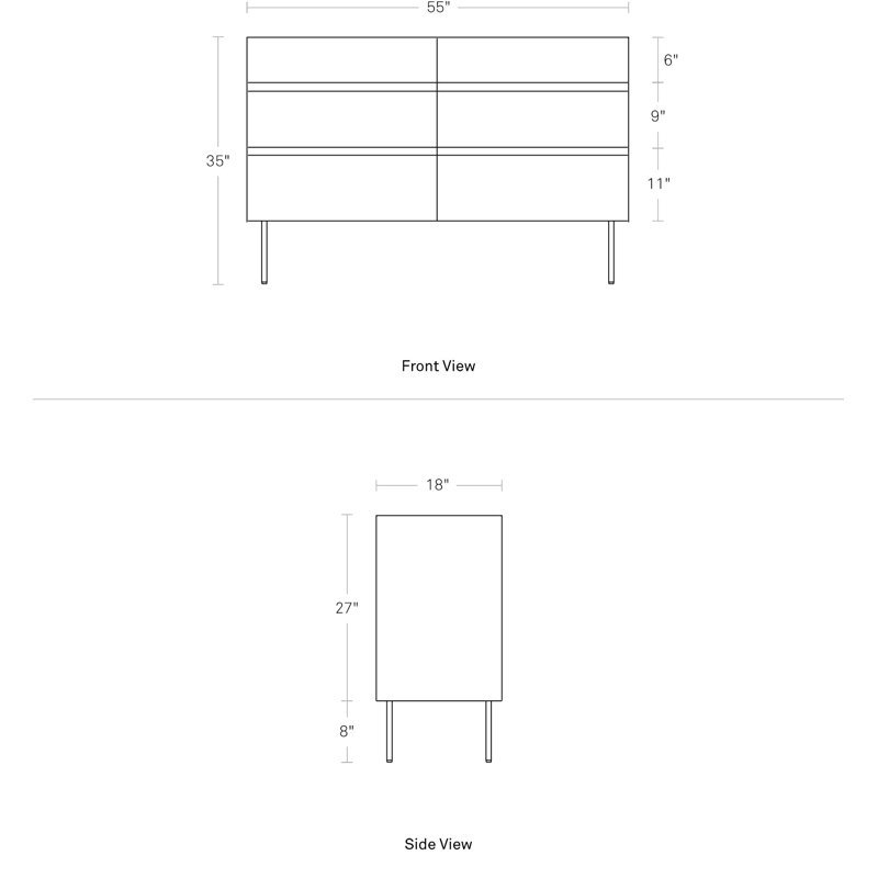 Clad 6 - Drawer Dresser, White/Hickory