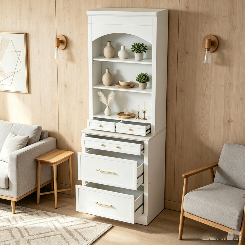 Garde-manger moderne de 83,7 pouces de hauteur, Blanc