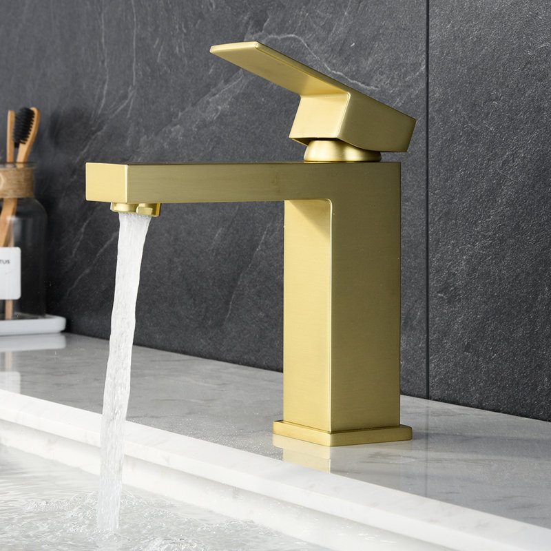 Contemporary Bathroom Sink Faucet - Gold With Cartridge Valve Type Tap And Dependable Quality