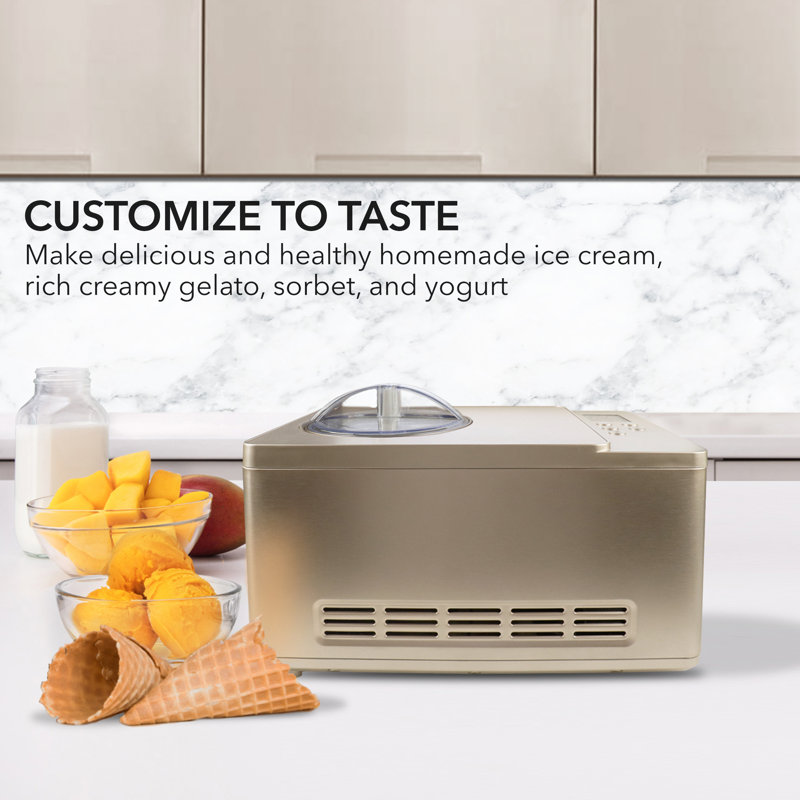 Champagne Gold 2 Quart Automatic Ice Cream and Yogurt Maker
