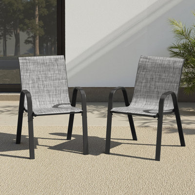 Space Saving Patio Dining Chairs, Metal Textilene Modern Set For Patio
