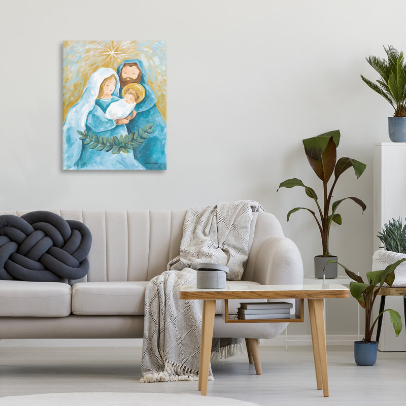 Trio de la Sainte Nativité avec toile de guirlande, design par Diane Kater, H 20 po x l 16 po