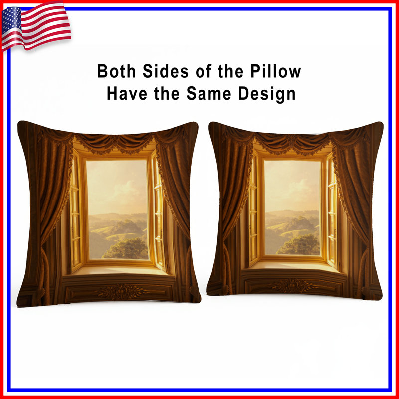 Scenic Window View Double Sided Throw Pillows, 16 x 16 pouces