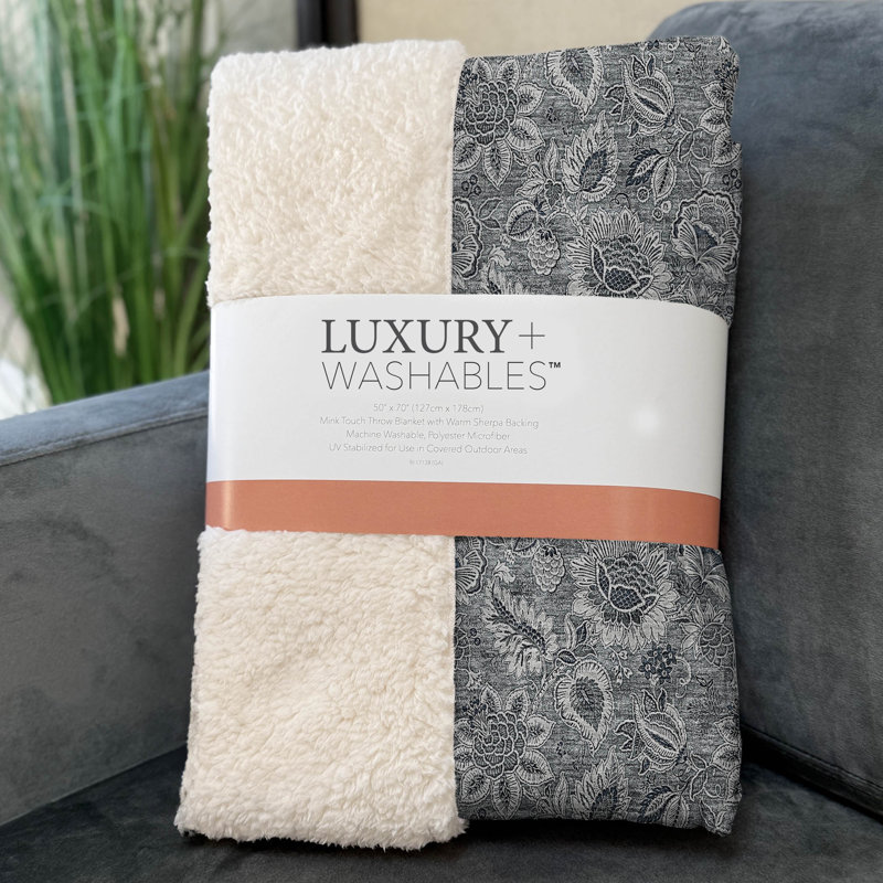 Jeté floral Sherpa ASB661 Addison, Gris