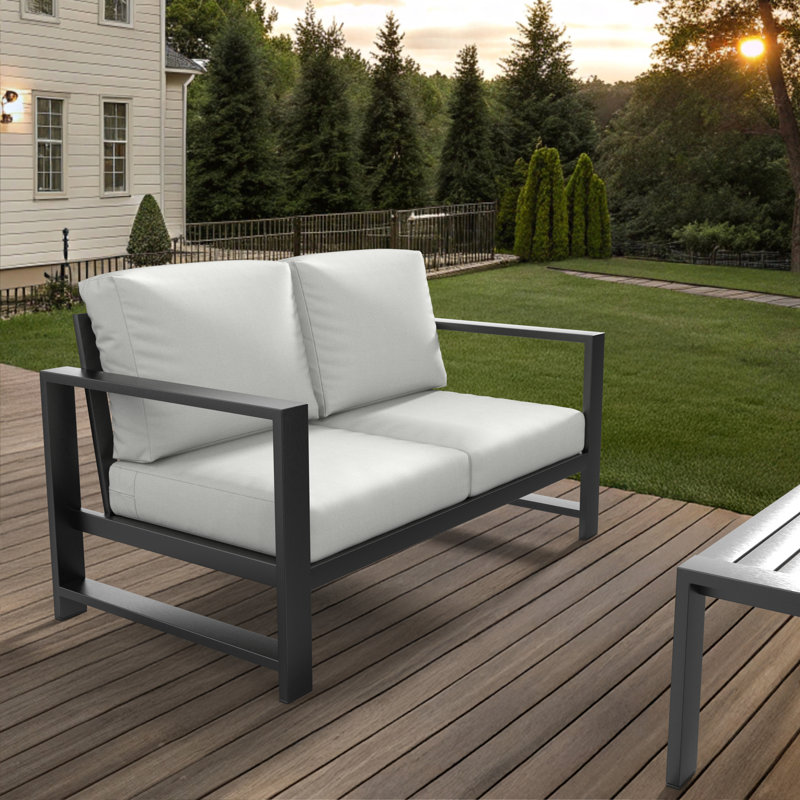 Causeuse d'extérieur Oltjana avec coussins Sunbrella®, Toile naturel