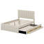 Lit plateforme double avec lit gigogne et 3 tiroirs de rangement, cadre de lit et tête de lit à rayures-221653848