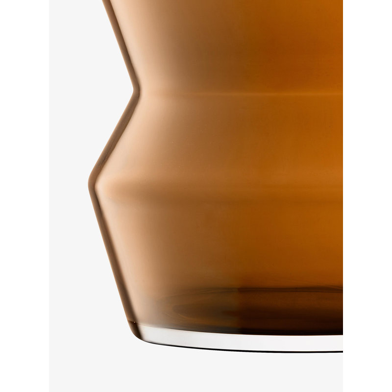 Sculpt Glass Candle Holder, 9" H x 10.25" W x 10.25" D, Cognac