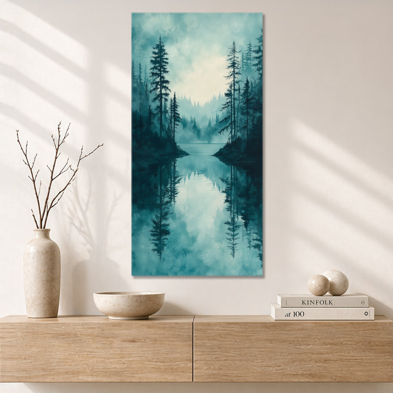 «Blue Green Cambon I - Blue Serene», reproduction d'art sur toile Moody, H 40 po x l 20 po, Toile tendue
