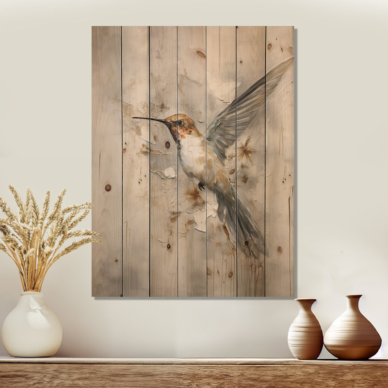 Ophelie - Décoration murale animaux en bois sur bois de pin naturel, H 32 po x l 24 po