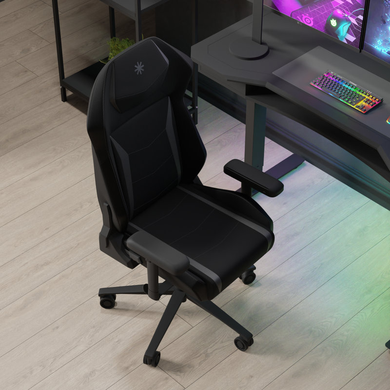 Inbox Zero Adjustable Reclining Ergonomic Swiveling PC & Racing Game Chair, Grey