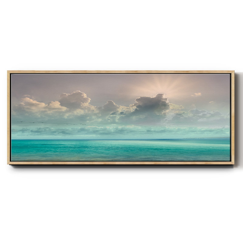 Caribbean Water- Framed Canvas, 8" H x 20" W