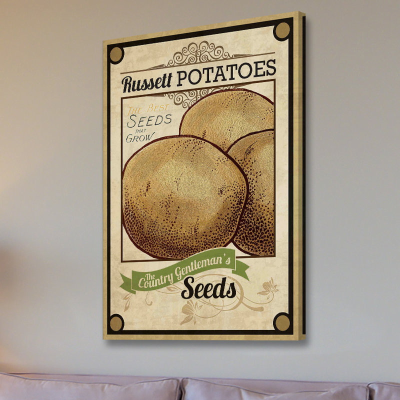 « seed paquet pommes de terre », reproduction d’art sur toile tendue, H 30 po x l 20 po