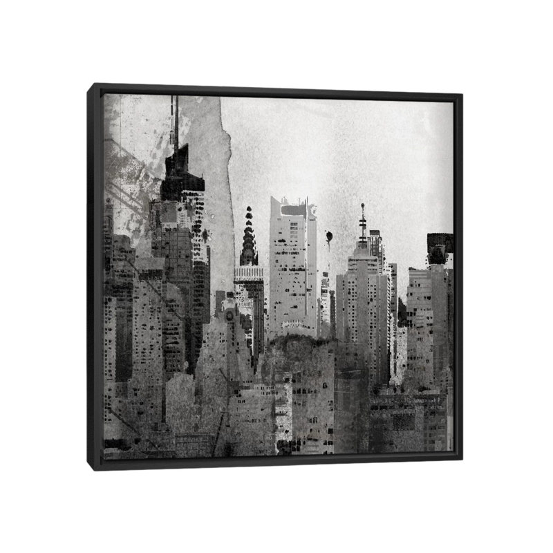 NYC, "perdu dans le temps", impression sur toile tendue, H 26 po x l 26 po x P 1,5 po, Toile avec cadre noir, Pas de tapis