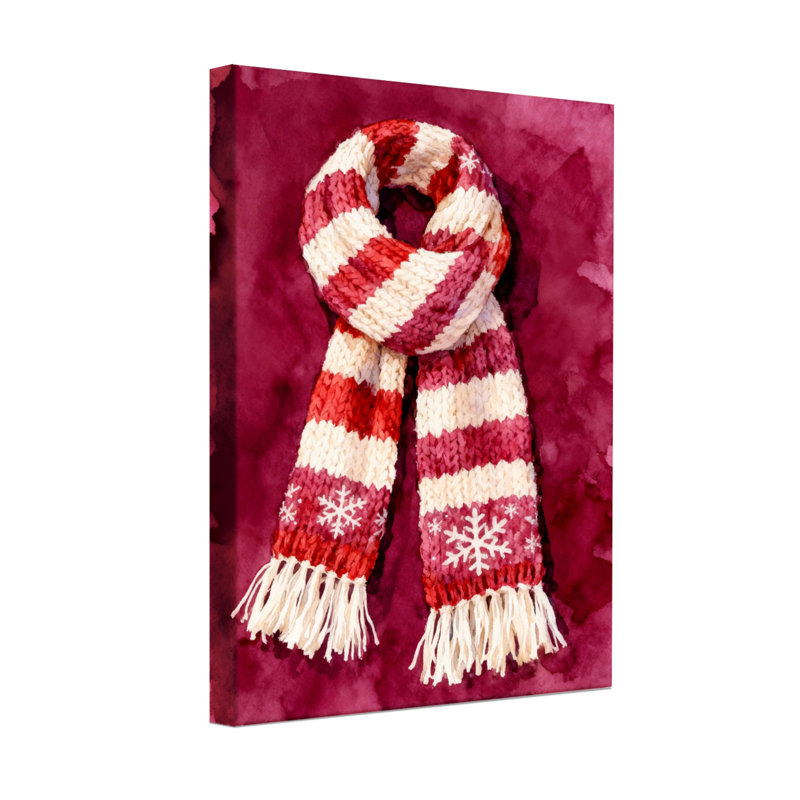 Écharpe de Noël à rayures rouges et blanches avec flocons de neige, H 36 po x l 24 po