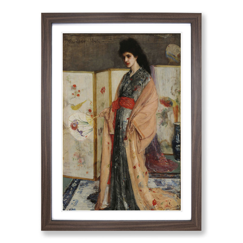 Lady in a Kimono by James Mcneill Whistler - Framed Print, Walnut Framed, 48cm H x 36cm W x 2cm D