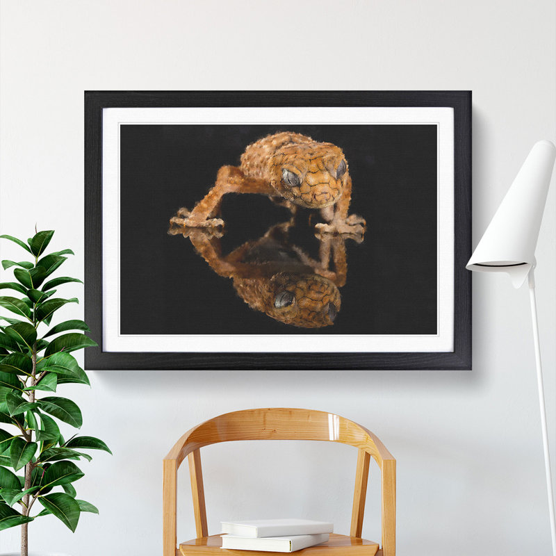 Rough Knob Gecko Lizard - Picture Frame Graphic Art, 48cm H x 65cm W x 2cm D, Black Framed