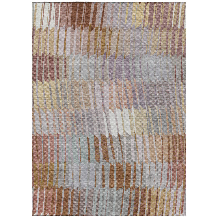 Machine Washable Indoor/Outdoor Huseby ACN2271 Stripes Rug
