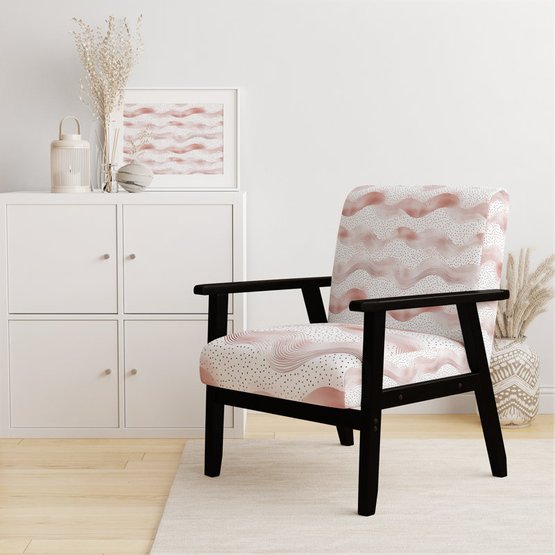 Chaise d'appoint Dots - Fauteuil rose sable rose, Accoudoirs carrés noirs