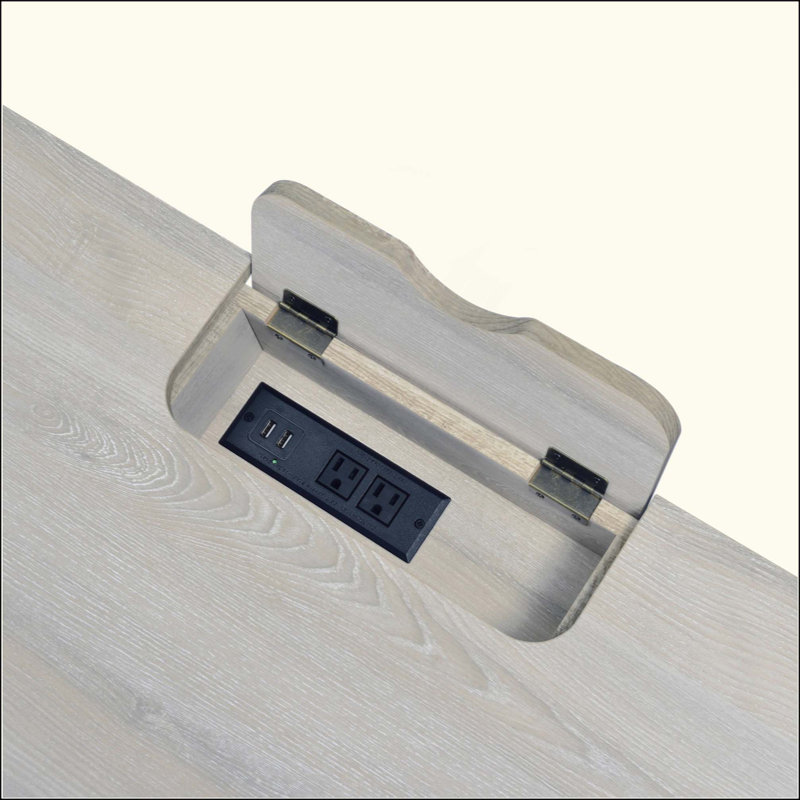 Bureau d'écriture avec station d'alimentation USB et rangement spacieux, parfait pour le bureau à domicile et les zones d'étude.