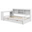 Lit de jour d'angle avec bureau, tiroirs de rangement, bibliothèque et port de charge, parfait pour les petites pièces-46812224