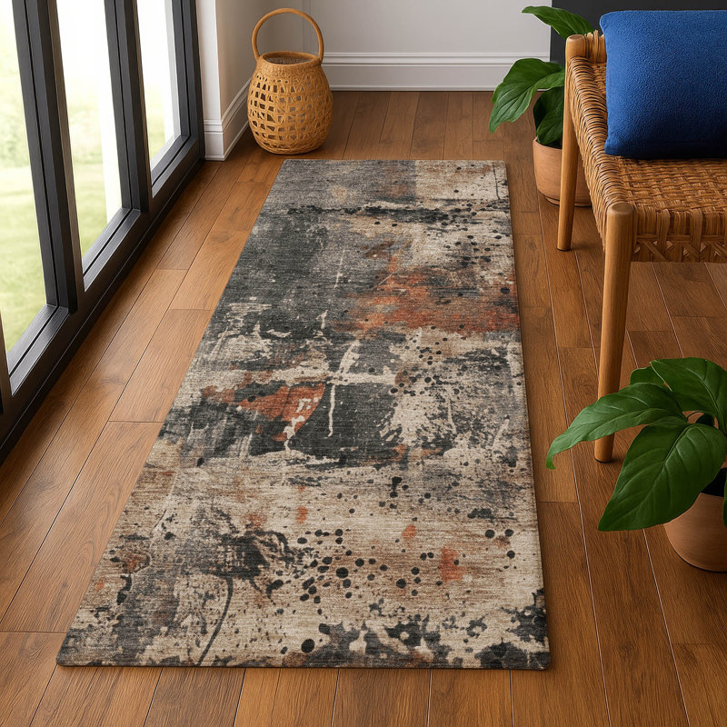 Premium Machine Washable Mayfield AMF1839 Abstract Rug, Runner 2'3" x 7'6"