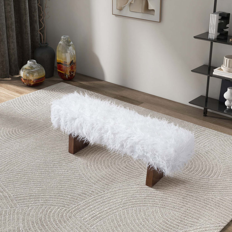 Banc Henley en fourrure kaki blanche