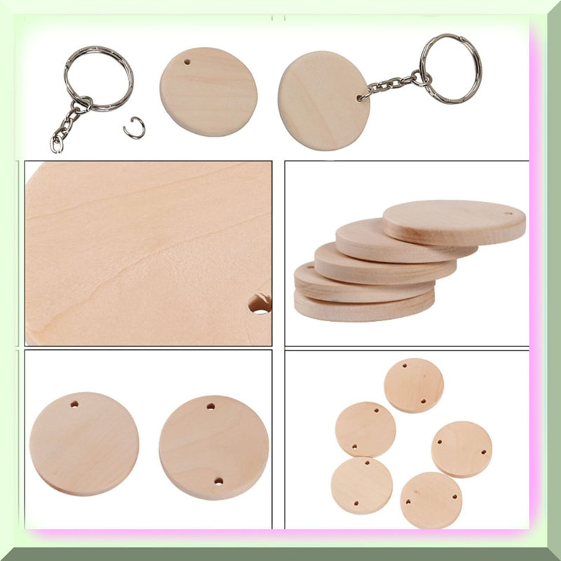 50-Piece Wooden Keychain DIY Crafting Set