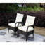 2 chaises de salle à manger avec coussins beige - Chaise d'extérieur moderne en acier, tissu, tissu et matériaux résistants aux intempéries