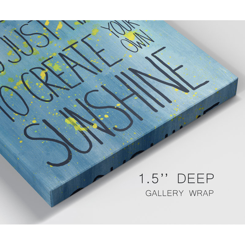 Sunshine - reproduction d'art textuel sur toile tendue, H 20 po x l 16 po x P 1 po