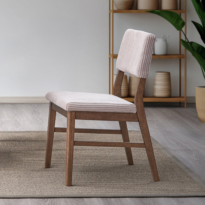 Ensemble de chaises de salle à manger rembourrées Corduroy avec dossier rembourré, pieds en bois, Mauve