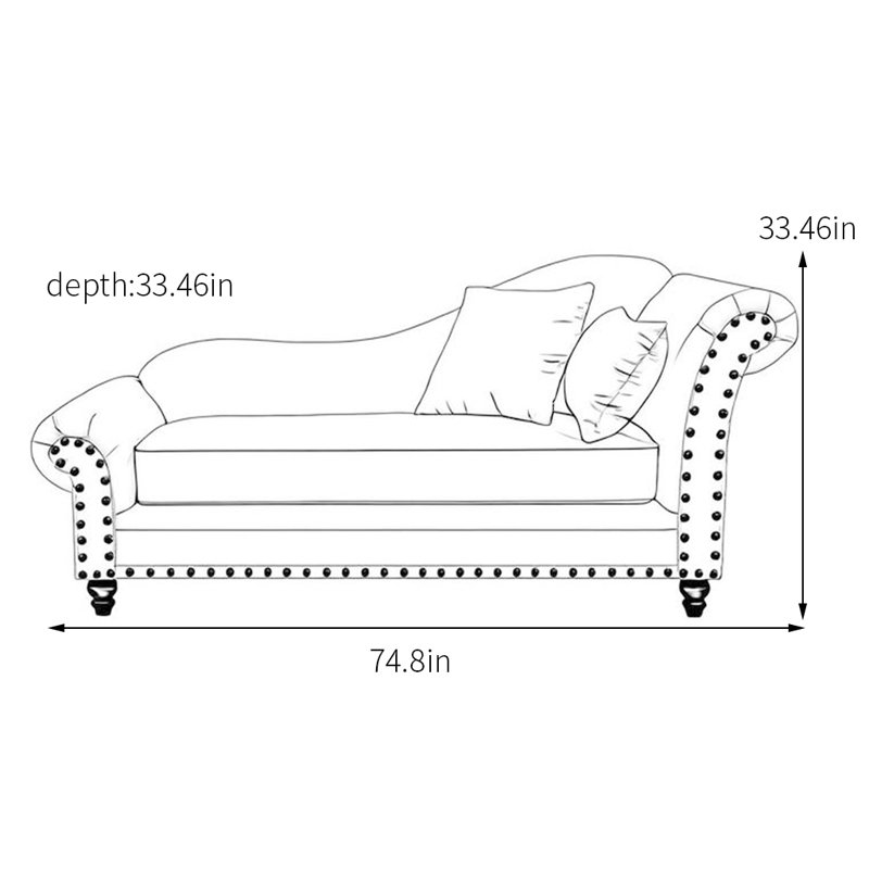 Chaise Longue with  Solid Wood Frame, Tan, Right Hand Facing