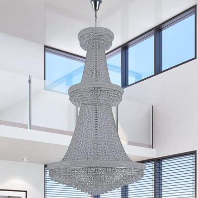 53-Lights Empire Chandelier With Crystal Teardrop Accents