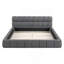 Grand lit plateforme tapissier avec tissu épais, lit au sol avec structure solide, gris