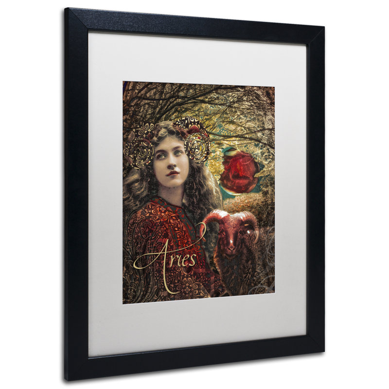 «Jadaya Art Nouveau Zodiac Aries», impression encadrée, Blanc, H 20 po x l 16 po x P 0,5 po