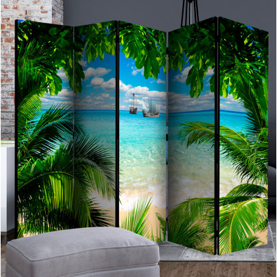 Geyer 225cm W x 172cm H 5 - Panel Solid Wood Folding Room Divider