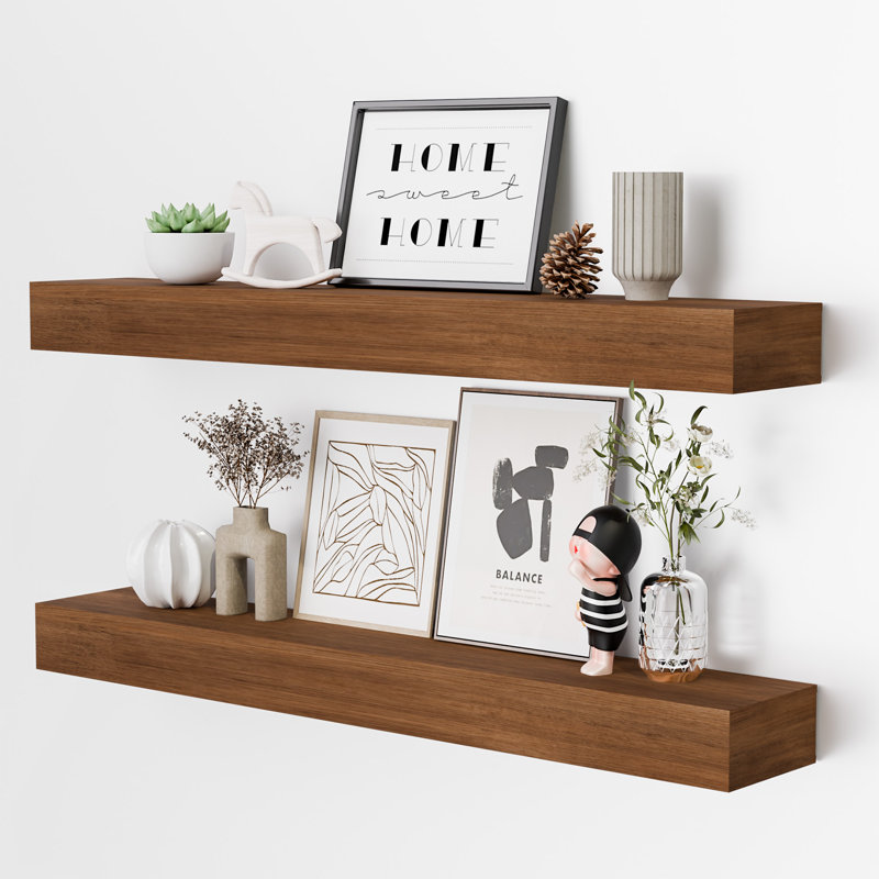 Wooden Floating Wall Shelves, 1.97" H x 24" W x 3.94" D