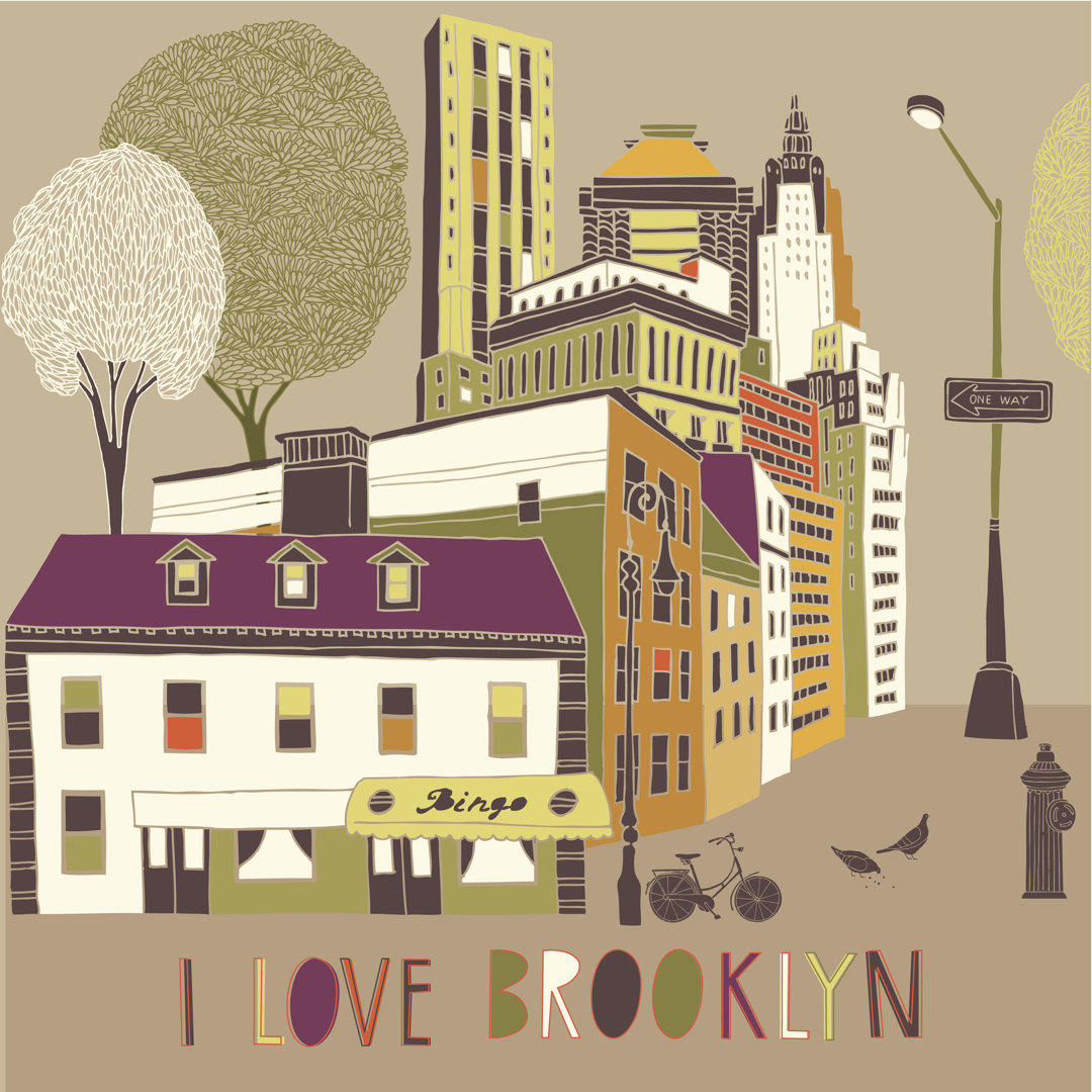 I Love Brooklyn von Lavandaprint - Wrapped Canvas Graphic Art