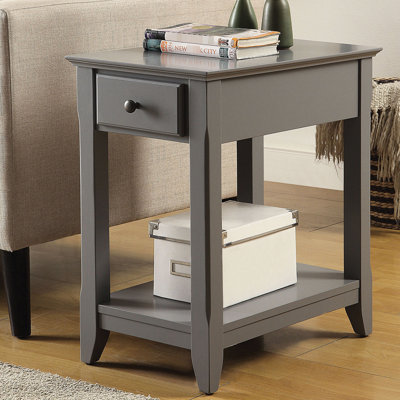 Table d'appoint rectangulaire grise pour les espaces de vie, un tiroir et une tablette