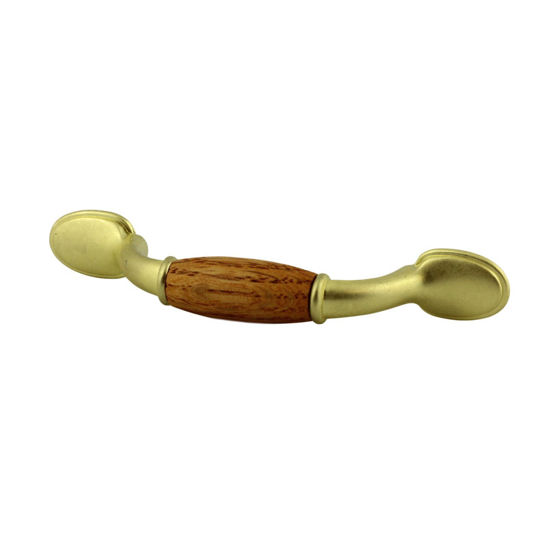 Poignée centrale 3 po, Naturel / laiton brillant