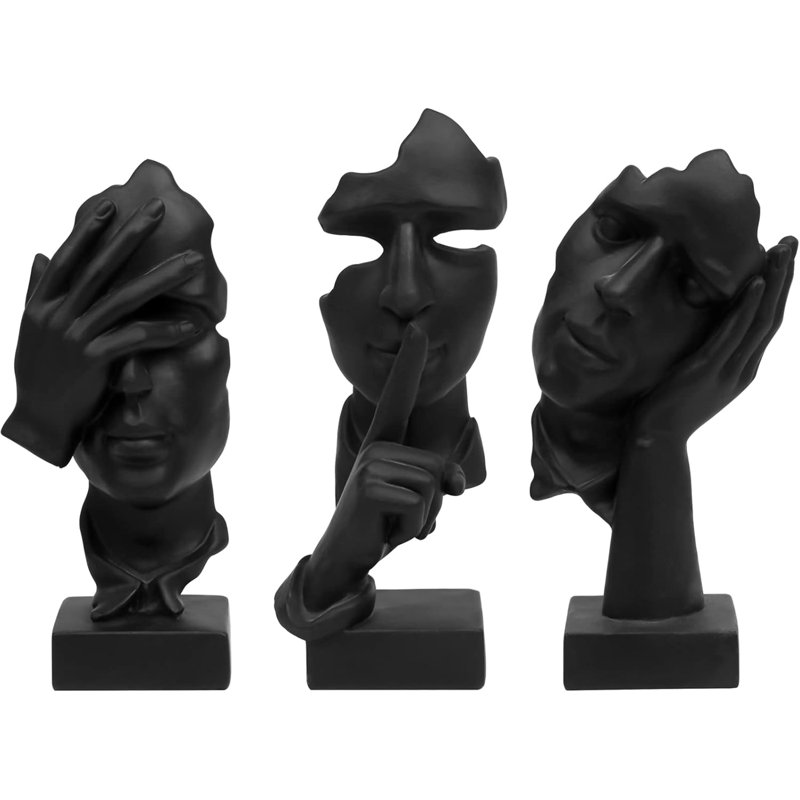 3-piece Thinker Resin Statue Set