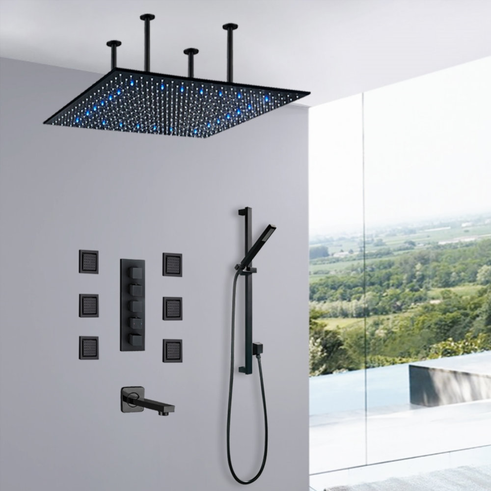FontanaShowers Fontana Marche 24in Ceiling Mount LED Rainfall Shower ...