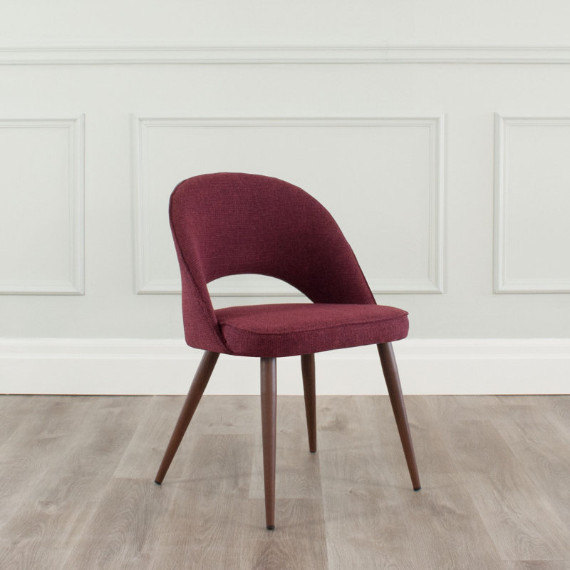 Chaise d'appoint en tissu Albeiro, Sangria, Noyer