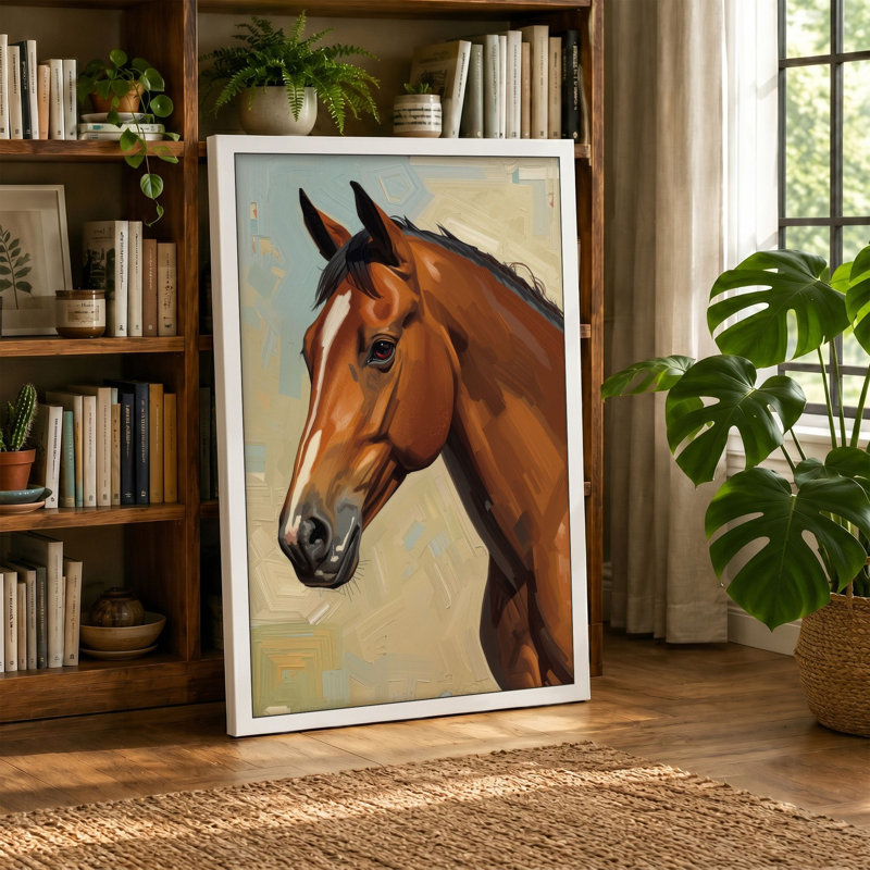 Equine Portrait Modern - Wrapped Canvas, 30x20 - 76.2 x 50.8 cm, Ochre Border