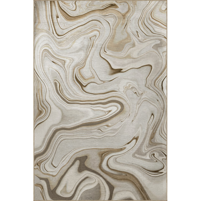 Tapis décoratif moderne à motif abstrait spirale ondulée Mira, Tapis de couloir 3 pi 3,37 po x 6 pi 6,74 po